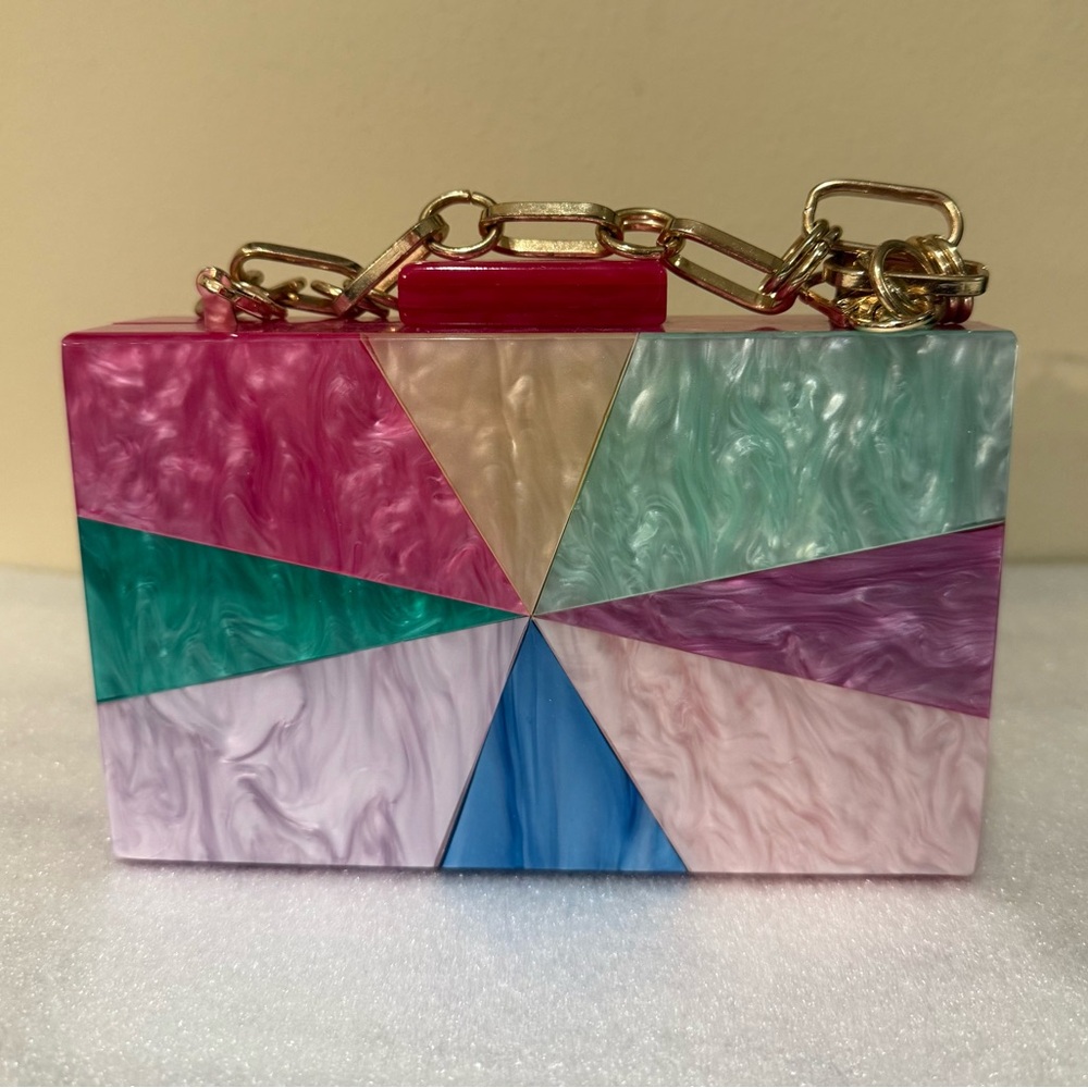 Acrylic Clutch Marble Pastel Color Block